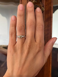 Vintage 1950s Yellow and White Diamond Multi-Stone Platinum Engagement Ring