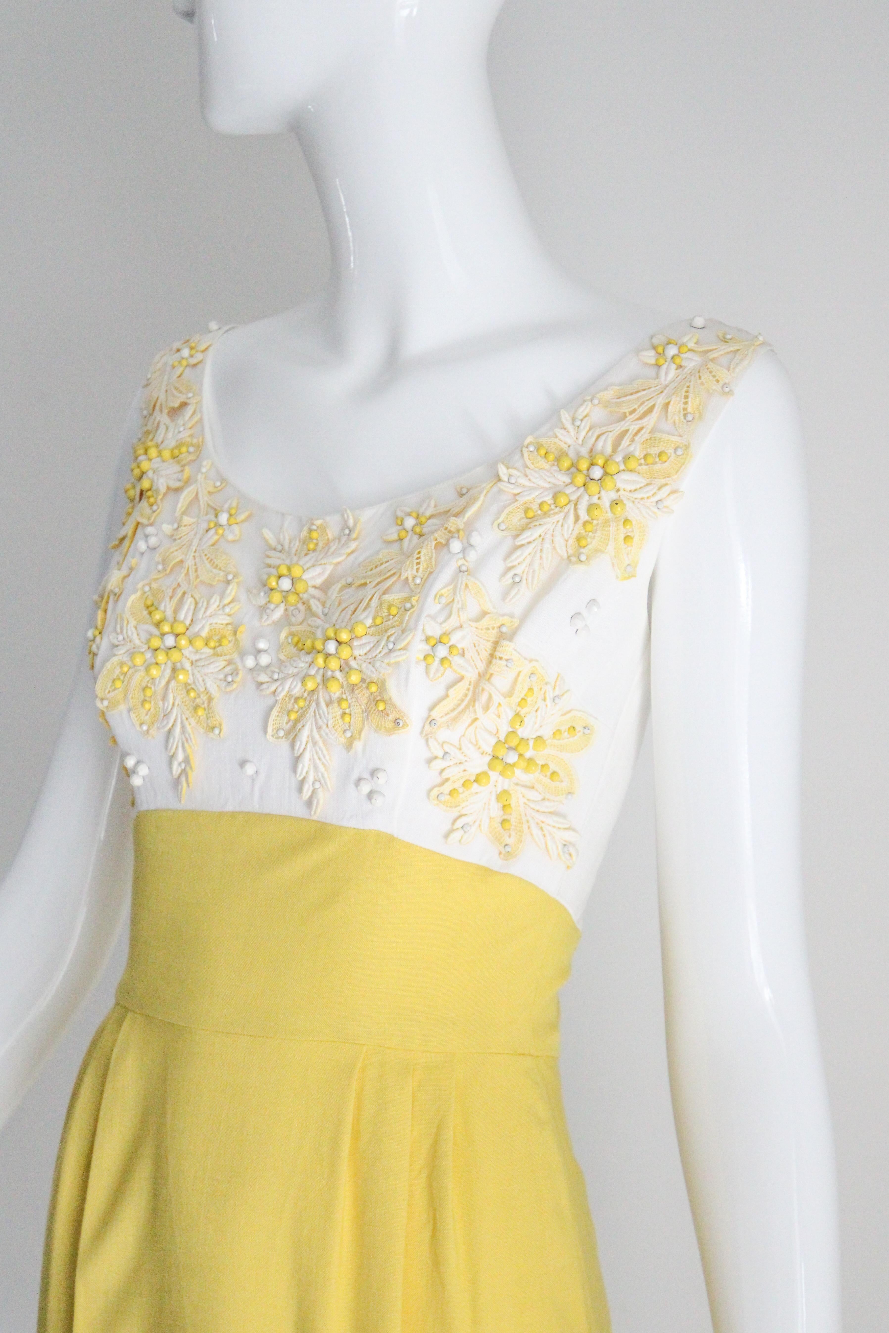 Vintage 1950's Yellow Dress and Jacket Set Lisbeth Wolfe Dress suit UK 6 US 2 For Sale 6