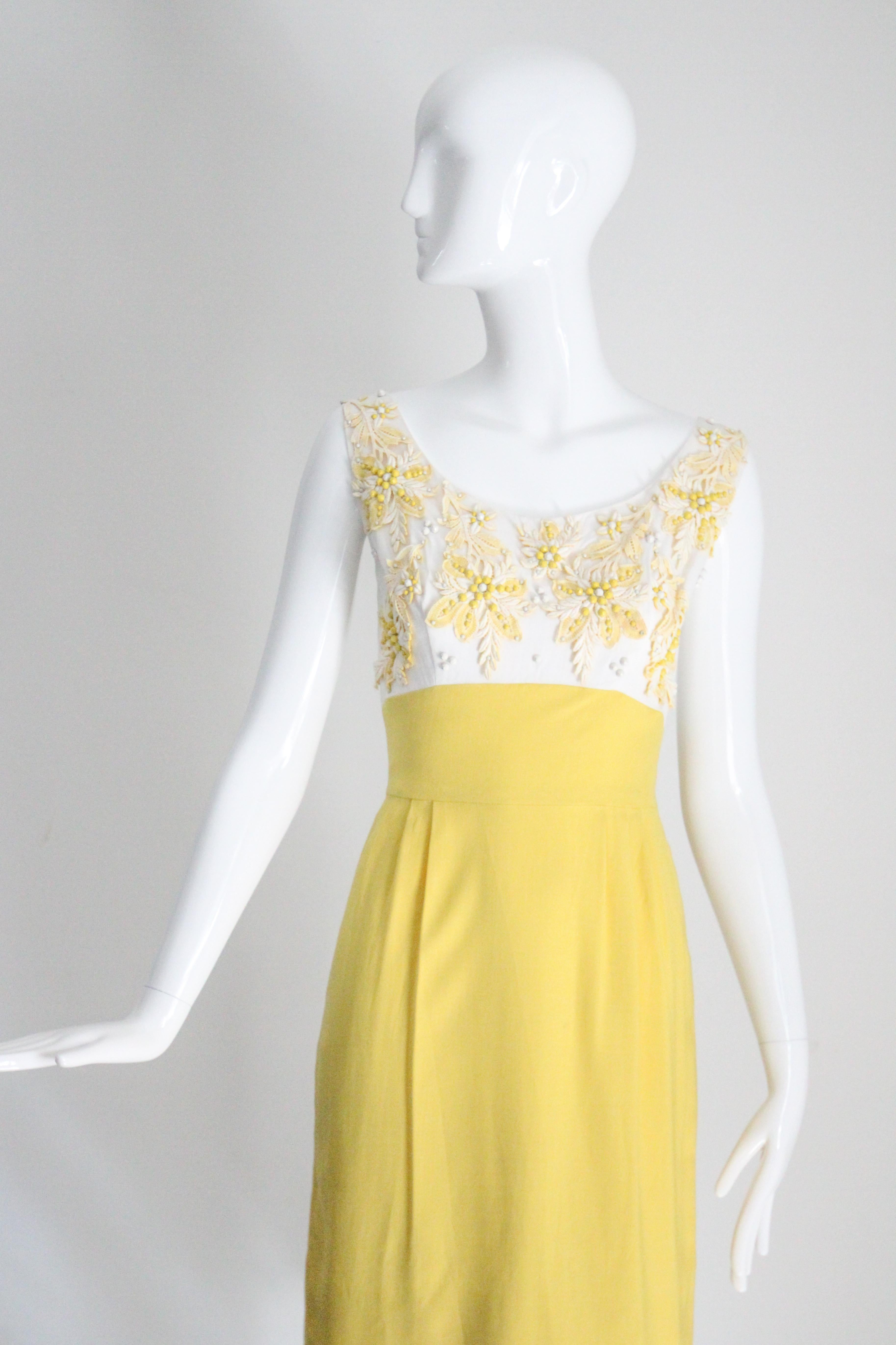 Vintage 1950's Yellow Dress and Jacket Set Lisbeth Wolfe Dress suit UK 6 US 2 In Good Condition For Sale In Cheltenham, GB