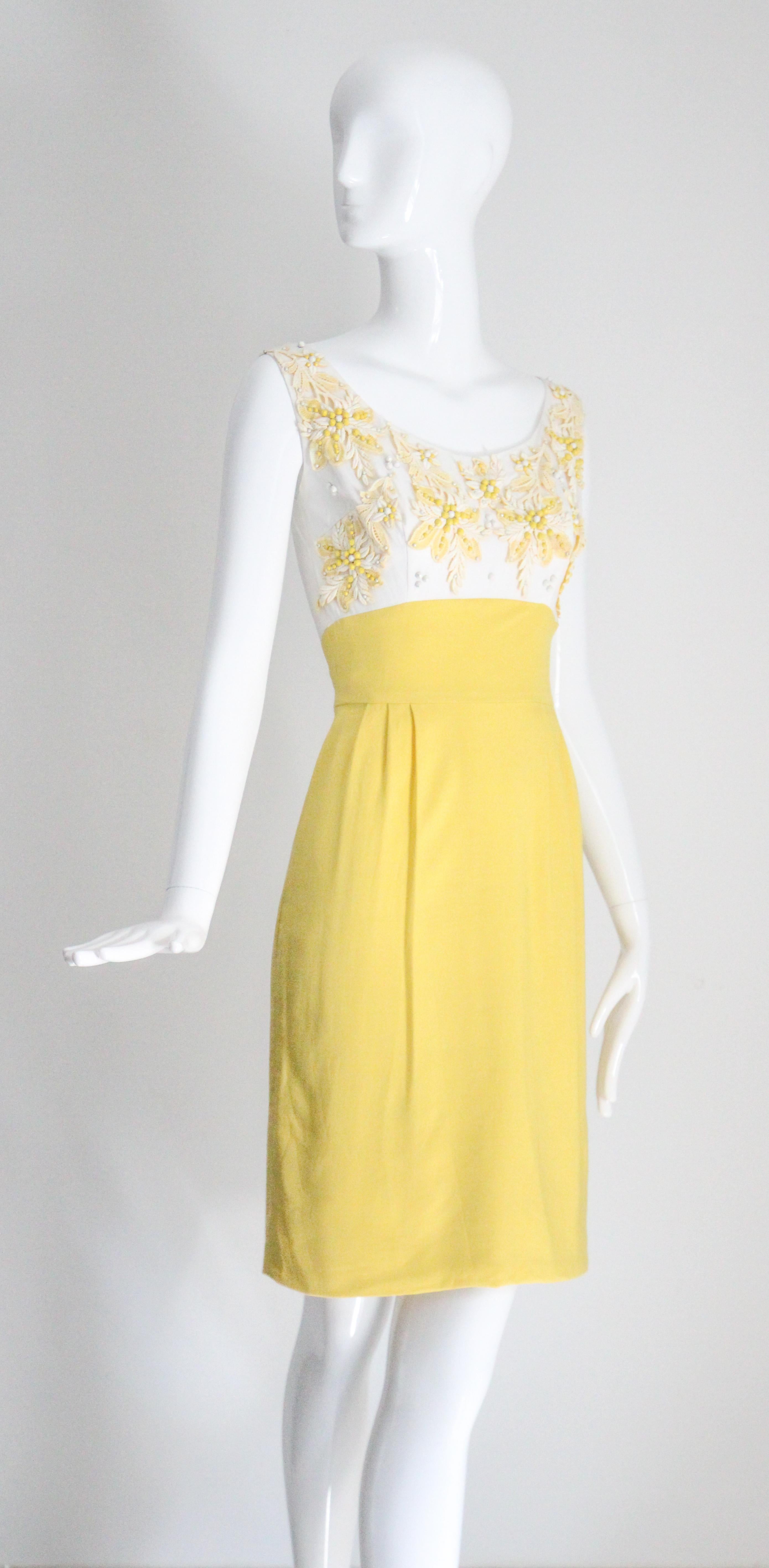 Vintage 1950's Yellow Dress and Jacket Set Lisbeth Wolfe Dress suit UK 6 US 2 For Sale 1