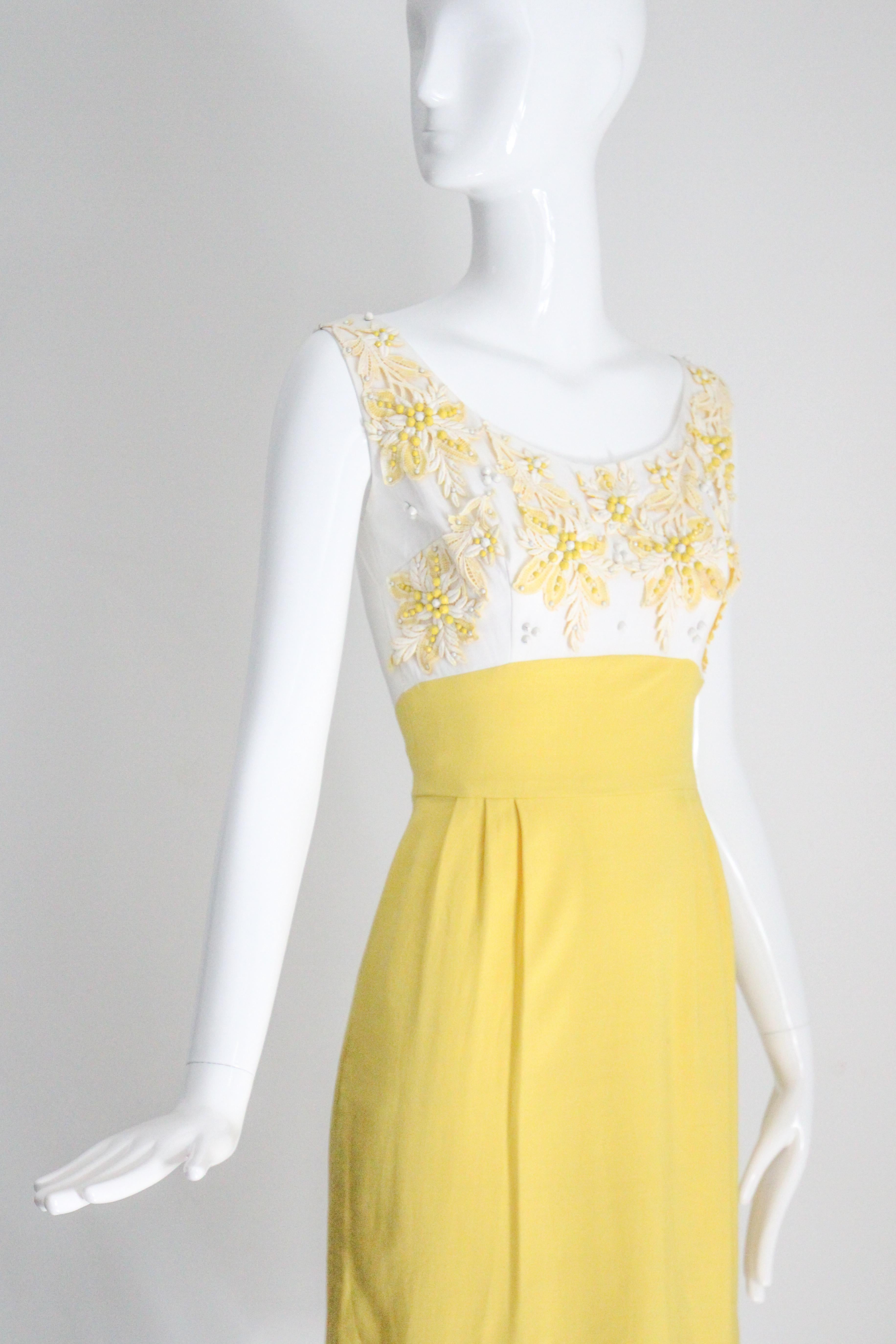 Vintage 1950's Yellow Dress and Jacket Set Lisbeth Wolfe Dress suit UK 6 US 2 For Sale 2