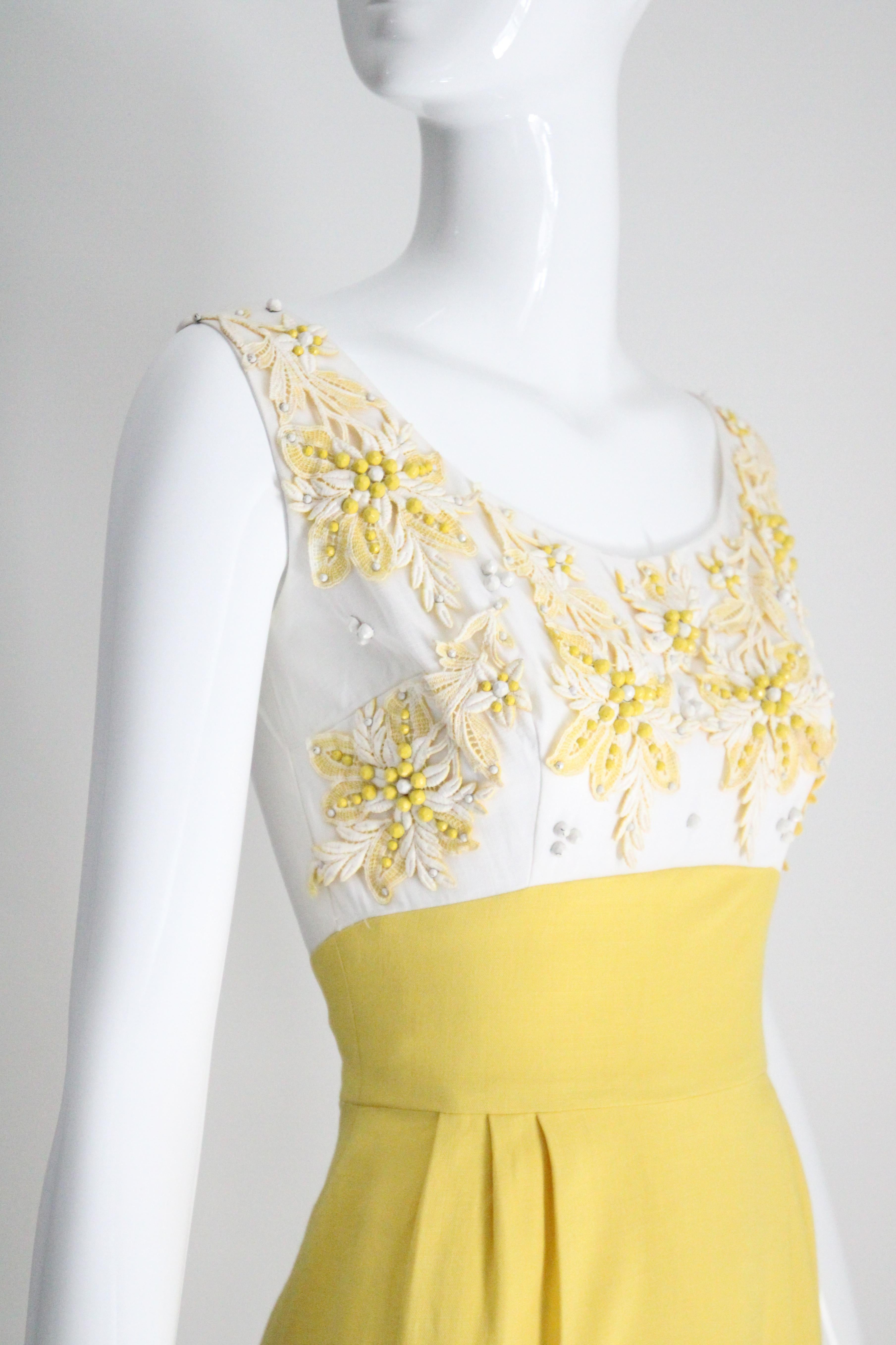 Vintage 1950's Yellow Dress and Jacket Set Lisbeth Wolfe Dress suit UK 6 US 2 For Sale 3