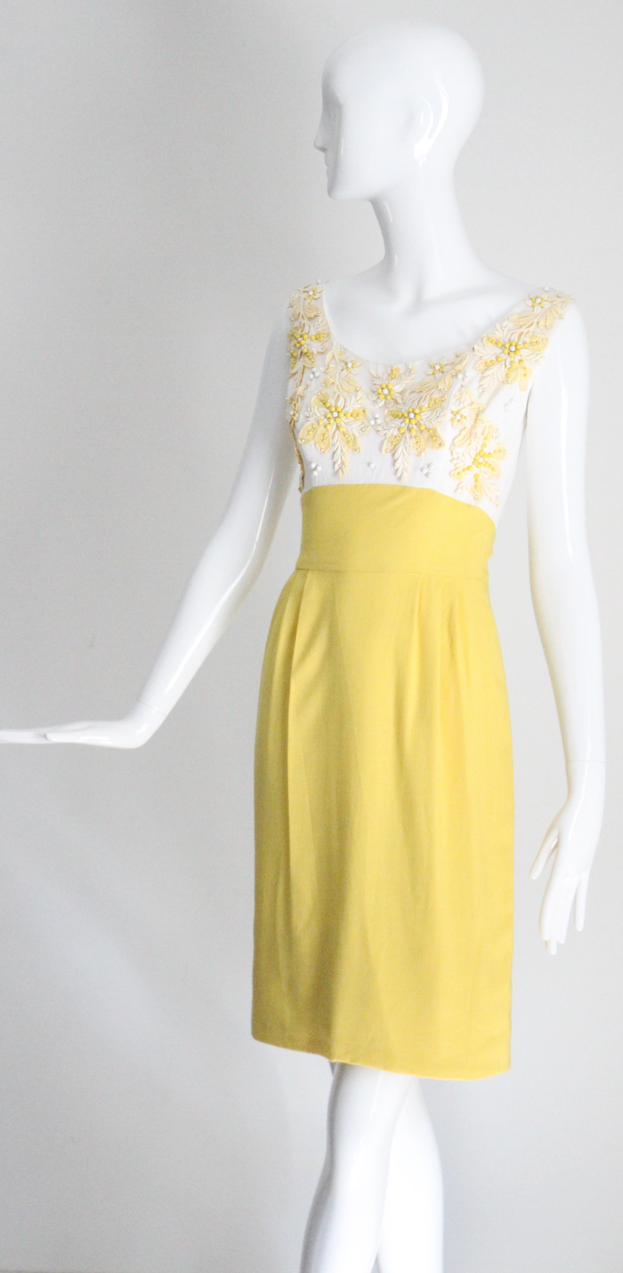 Vintage 1950's Yellow Dress and Jacket Set Lisbeth Wolfe Dress suit UK 6 US 2 For Sale 4