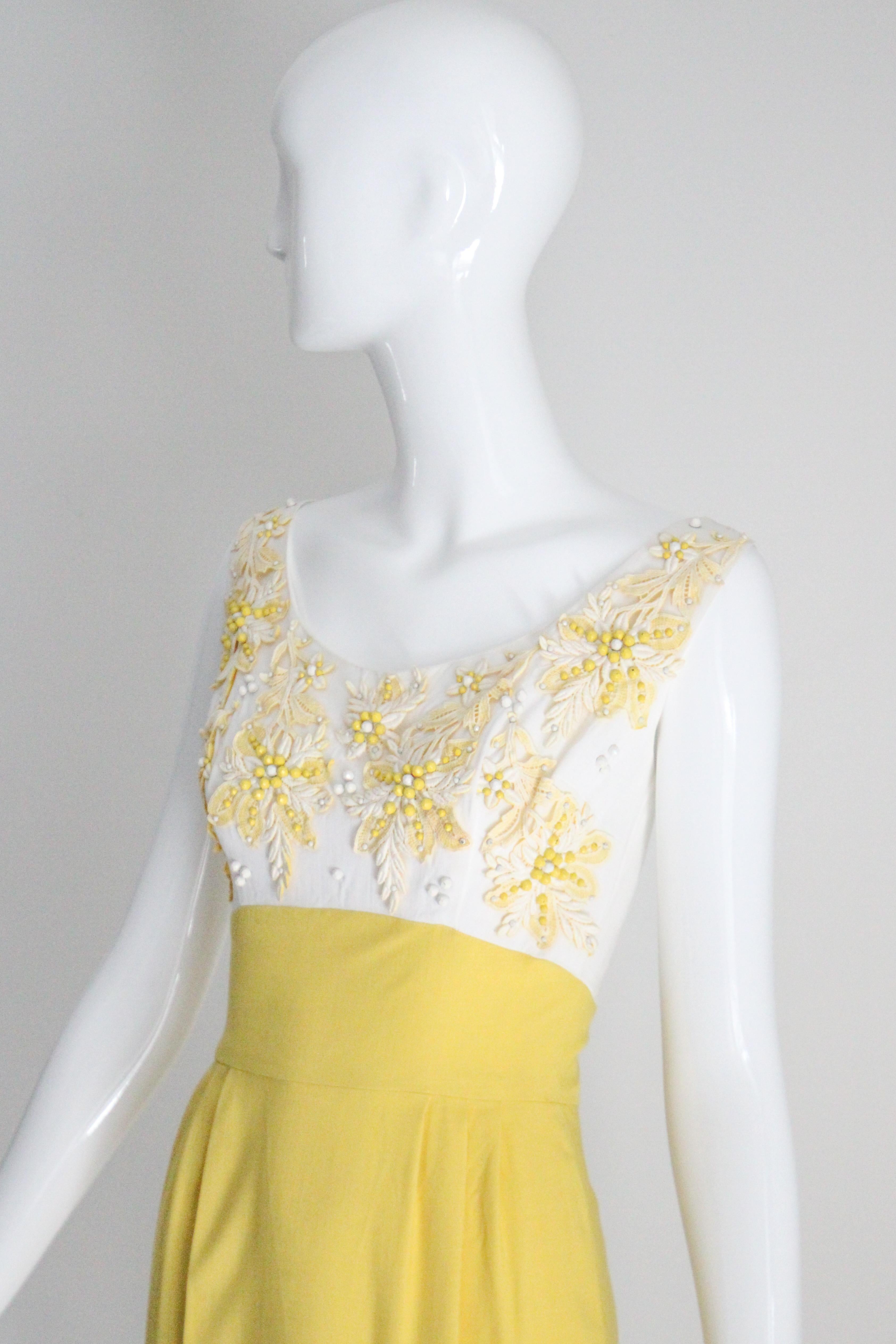 Vintage 1950's Yellow Dress and Jacket Set Lisbeth Wolfe Dress suit UK 6 US 2 For Sale 5