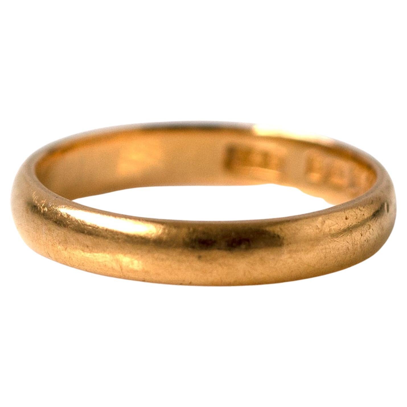 Vintage 1951 22ct Gold Wedding Band Ring For Sale