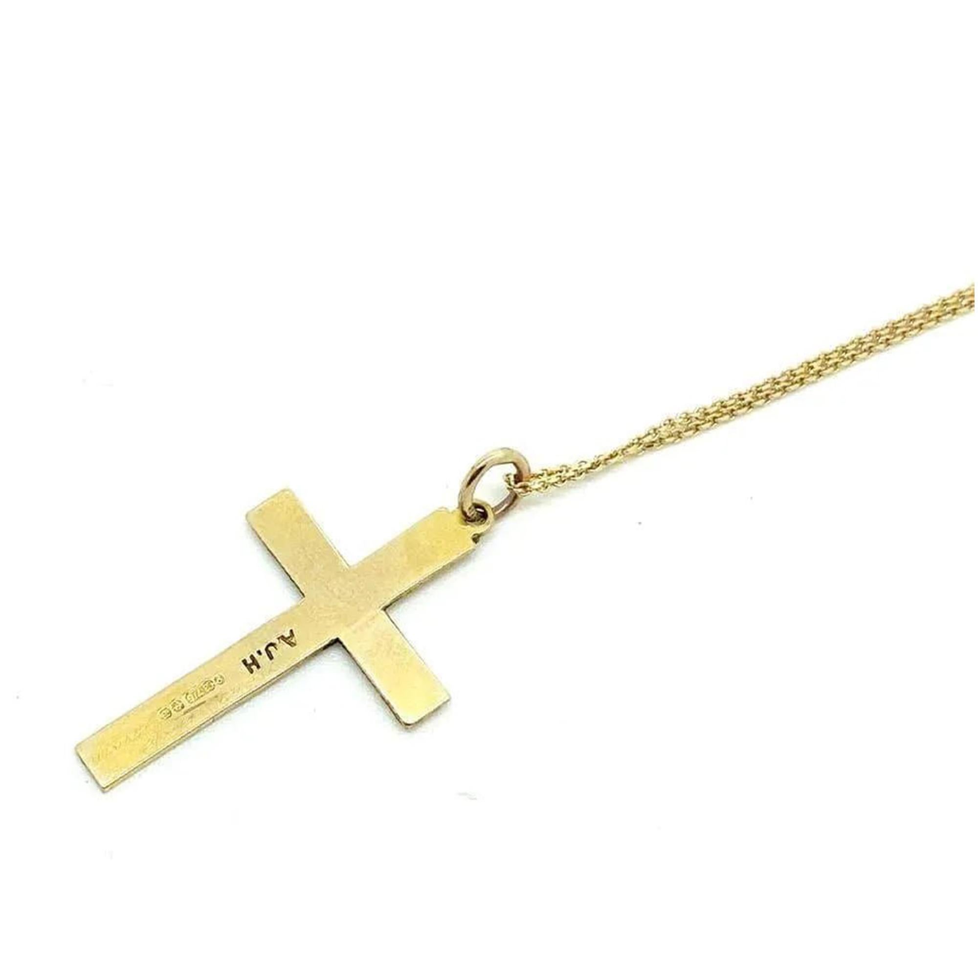 Vintage 1951 9ct Gold Christliches Kreuz Halskette für Damen oder Herren im Angebot