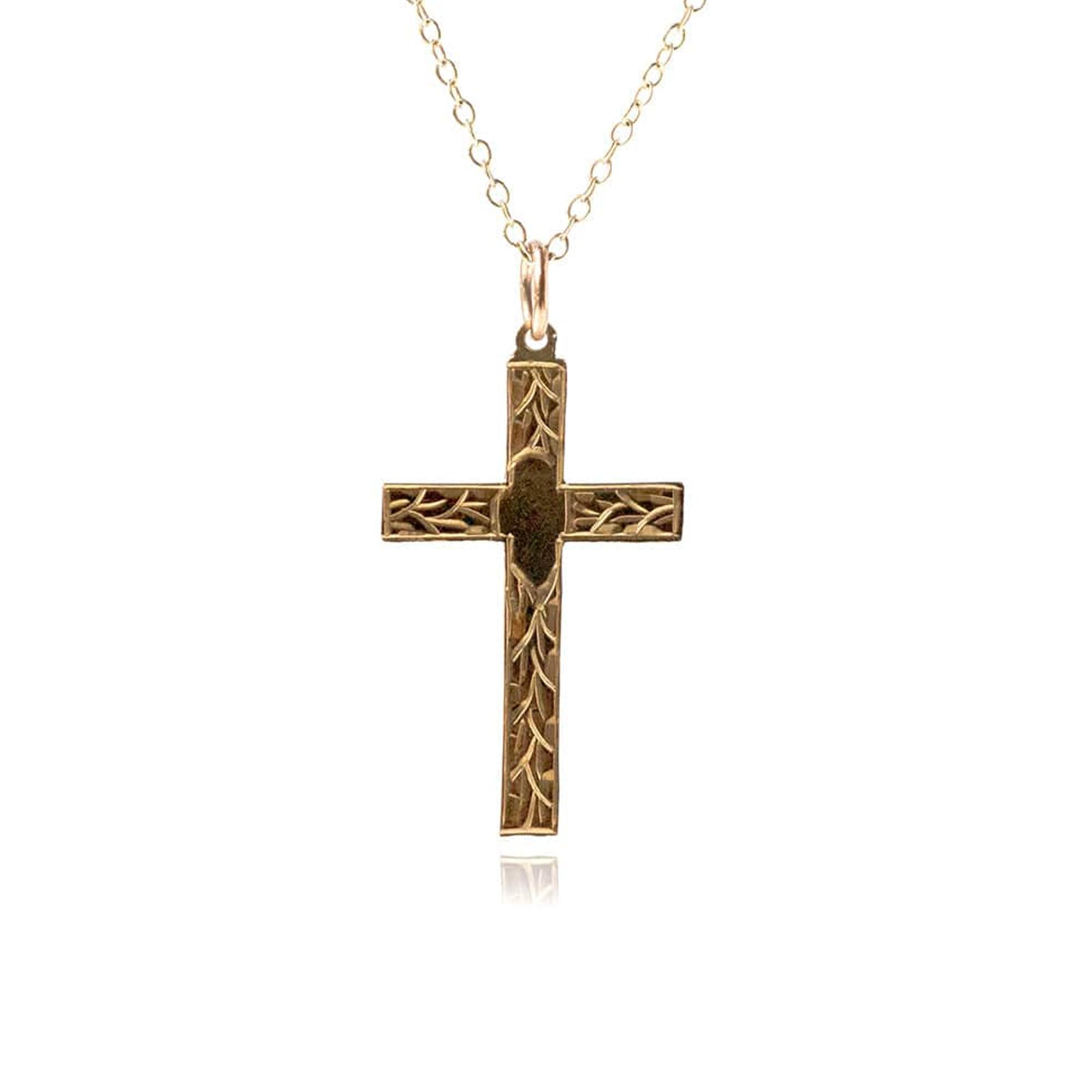 Vintage 1951 9ct Gold Christliches Kreuz Halskette im Angebot 2