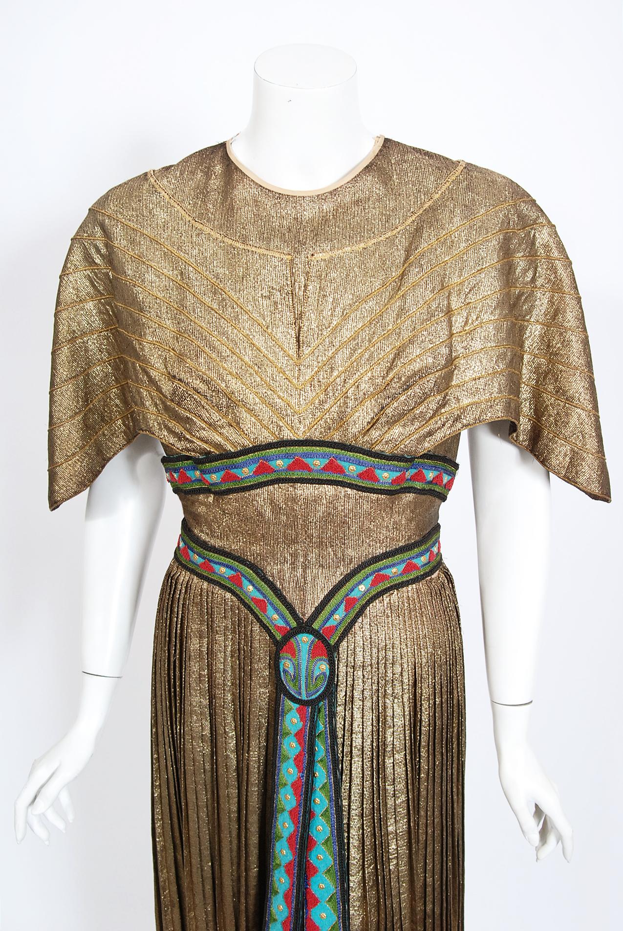 Women's Vintage 1951 Helen Rose Gold Lamé Egyptian 'The Great Caruso' Film-Worn Dress