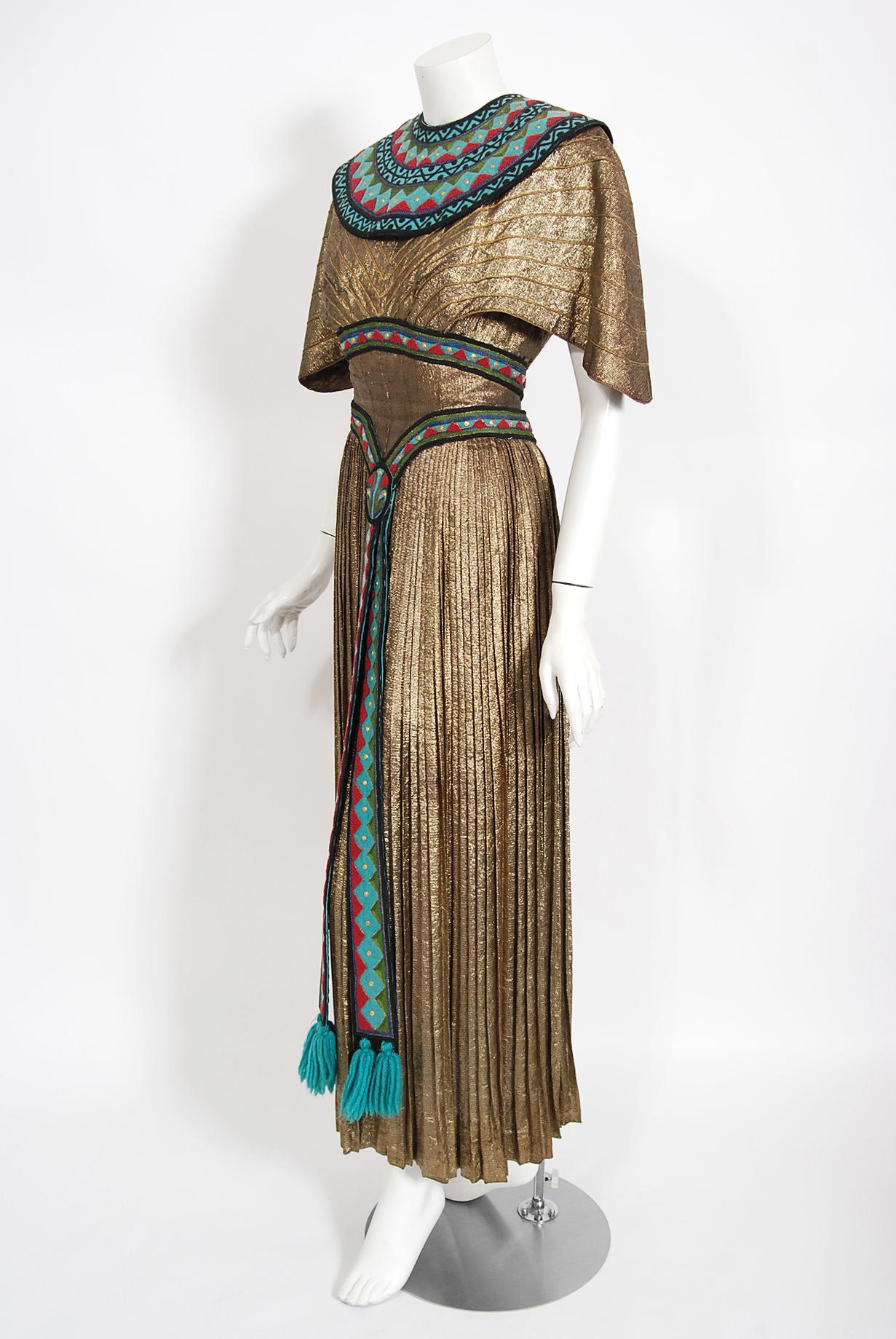 Vintage 1951 Helen Rose Gold Lamé Egyptian 'The Great Caruso' Film-Worn Dress 1