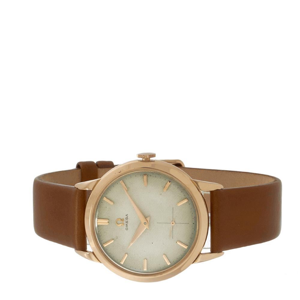 Vintage 1952 Omega Honey Comb Dial 18KT Rose Gold Unisexe en vente