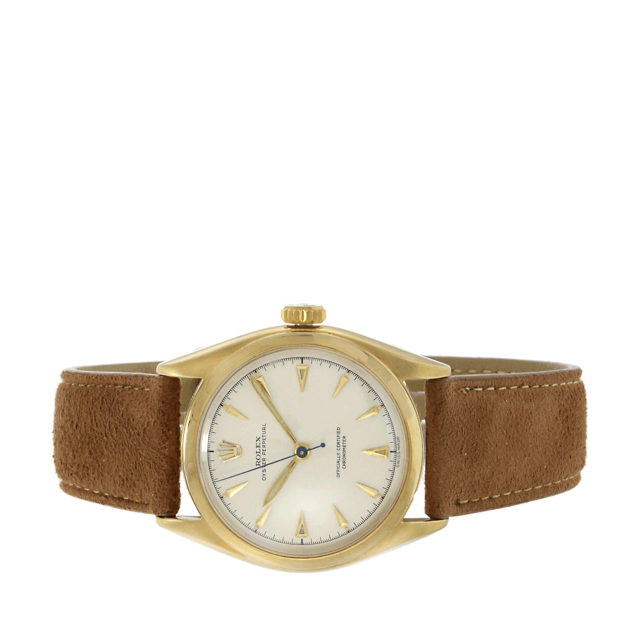 Women's or Men's Vintage 1952 Rolex Oyster Perpetual Bubble Back Ref. 6084 For Sale
