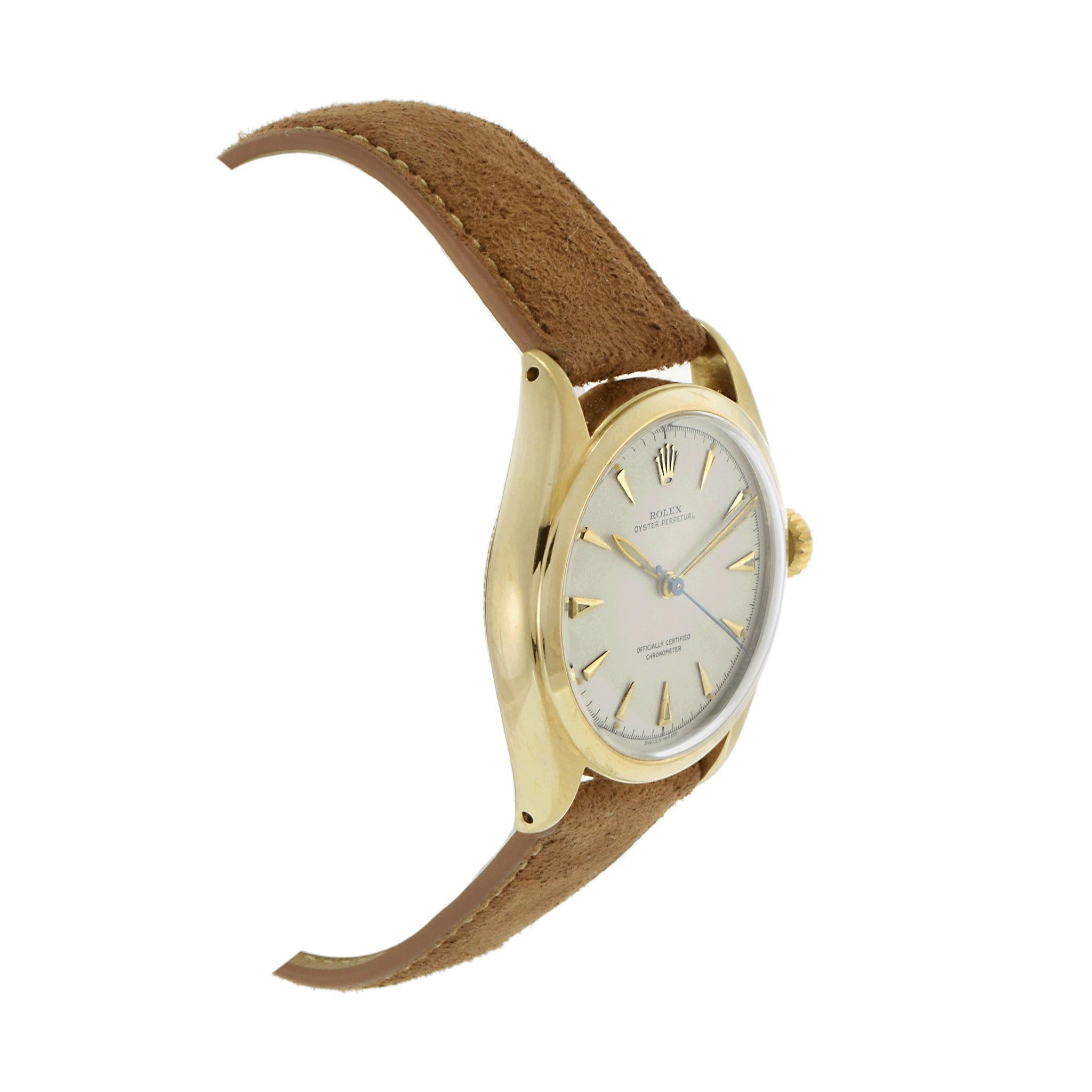Vintage 1952 Rolex Oyster Perpetual Bubble Back Ref. 6084 For Sale 2