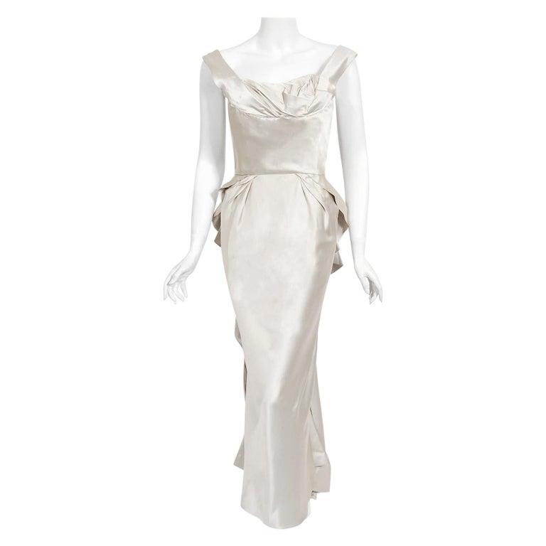 Vintage 1954 Ceil Chapman Documented Silver Silk Hourglass