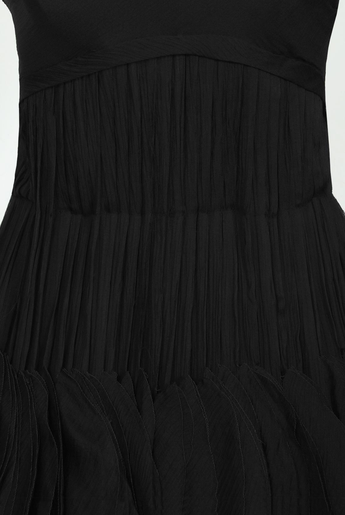 Vintage 1955 Jean Dessès Haute Couture Documented Black Silk-Chiffon Petal Dress For Sale 5