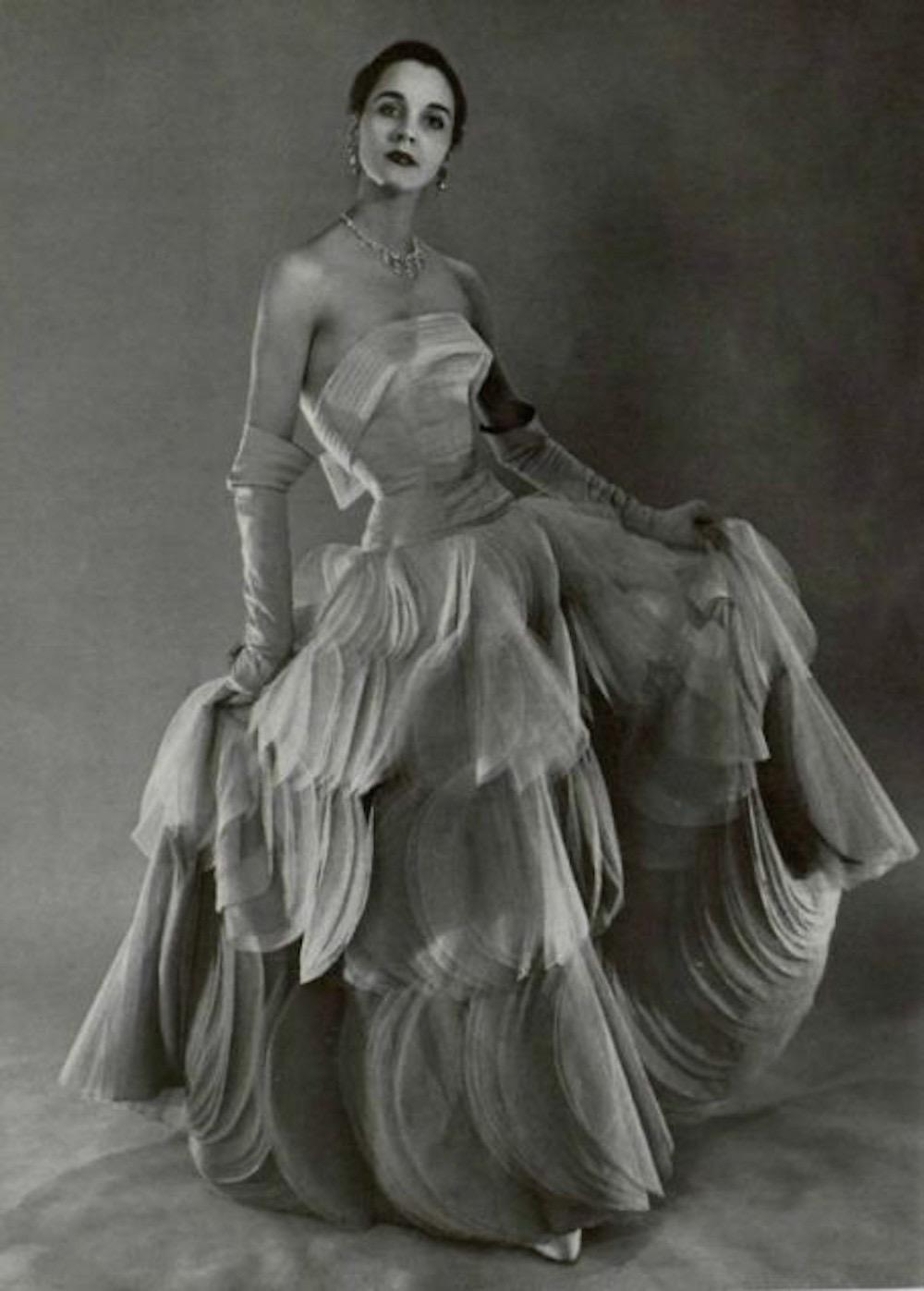 Vintage 1955 Jean Dessès Haute Couture Documented Black Silk-Chiffon ...