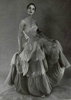 1955 Jean Dessès Haute Couture Documented Archival Black Sheer Silk Petal Dress