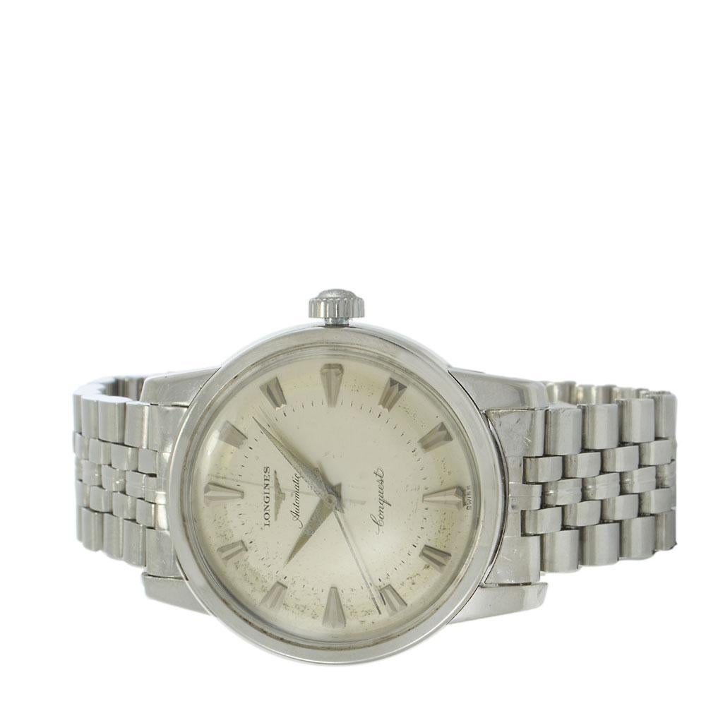 Vintage 1955 Longines Conquest Ref. 9000 Automatikuhr aus Edelstahl im Angebot 1