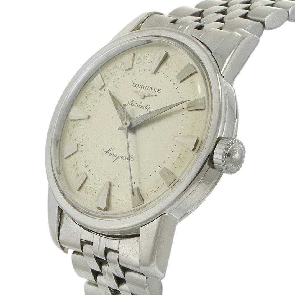 Vintage 1955 Longines Conquest Ref. 9000 Automatikuhr aus Edelstahl im Angebot 2
