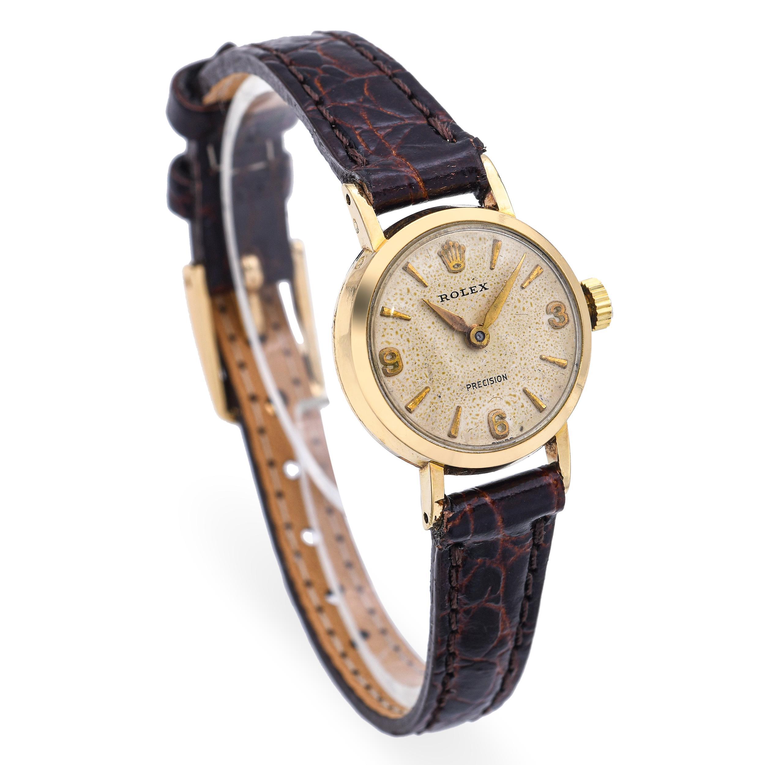 De las mujeres Reloj de mujer Rolex Precision Vintage 1955 de oro amarillo de 14 quilates Ref. 9482