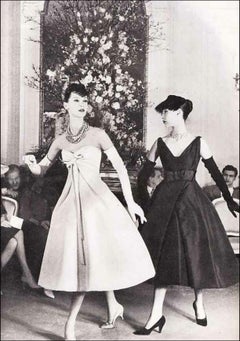 Vintage 1956 Christian Dior Haute Couture Documented Black Silk 'New Look' Dress