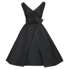 Vintage 1956 Christian Dior Haute Couture Documented Black Silk 'New Look' Dress