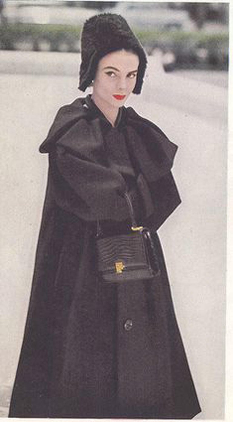 Vintage 1956 Christian Dior Lifetime Ivory Silk Portrait-Collar Swing ...