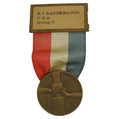 Vintage 1957 Chicago World Metallurgical Congress Brass Medal Badge Pin 4.5"