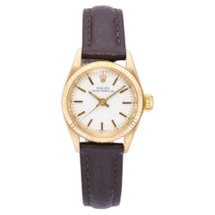 Vintage 1957 Rolex Oyster Perpetual 18k Yellow Gold White Dial Watch Ref 6719