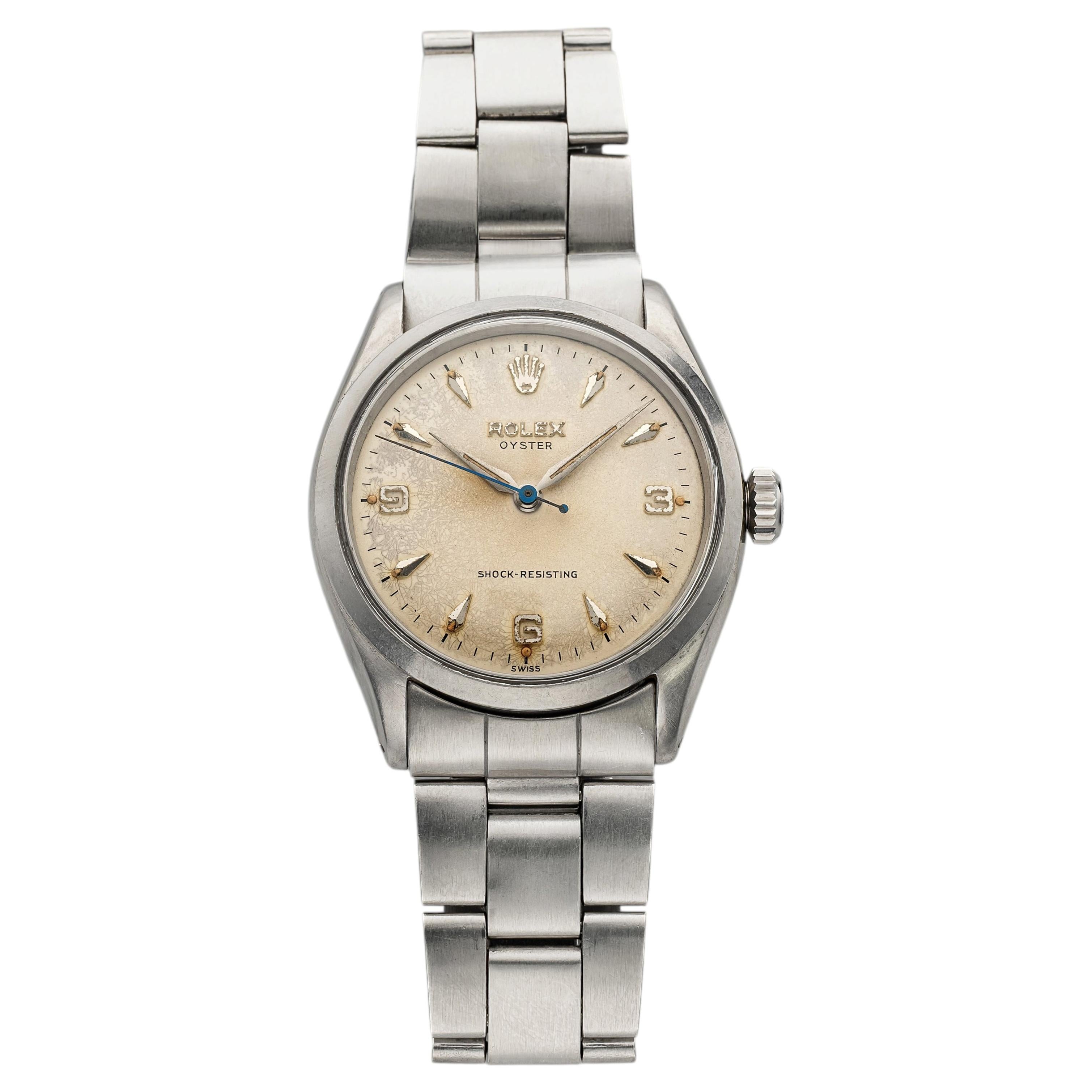 Vintage Rolex Oyster Super Precision 6480 aus dem Jahr 1957, Edelstahl, weißes Zifferblatt, Handaufzug, 34 mm