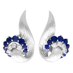 Vintage 1958 2.05 carat Sapphire Diamond White Gold Stud Earrings Vintage 1958 2.05 carat Sapphire Diamond White Gold Stud Earrings