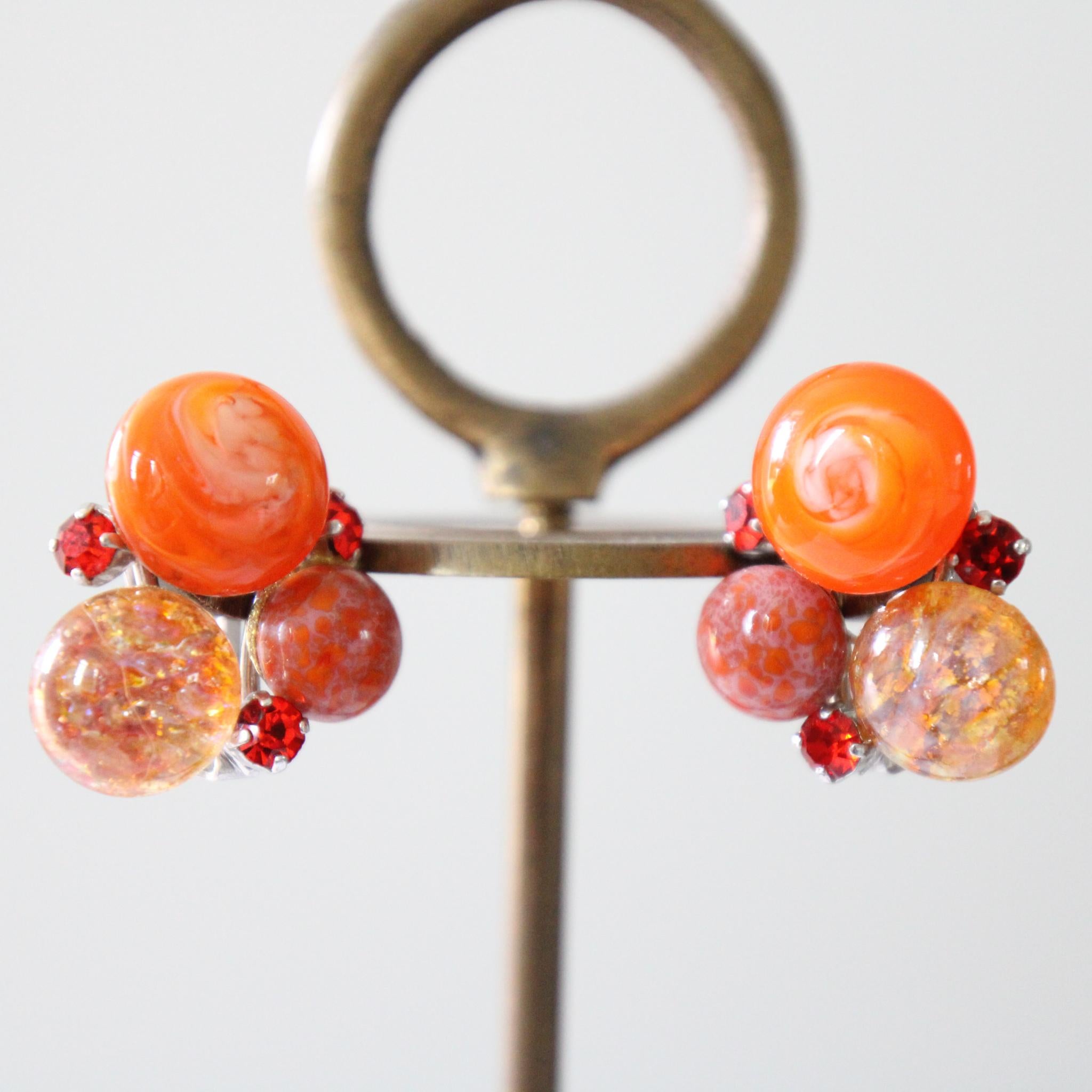 Pendientes de clip de cristal de Murano Christian Dior Vintage 1958 en venta 1