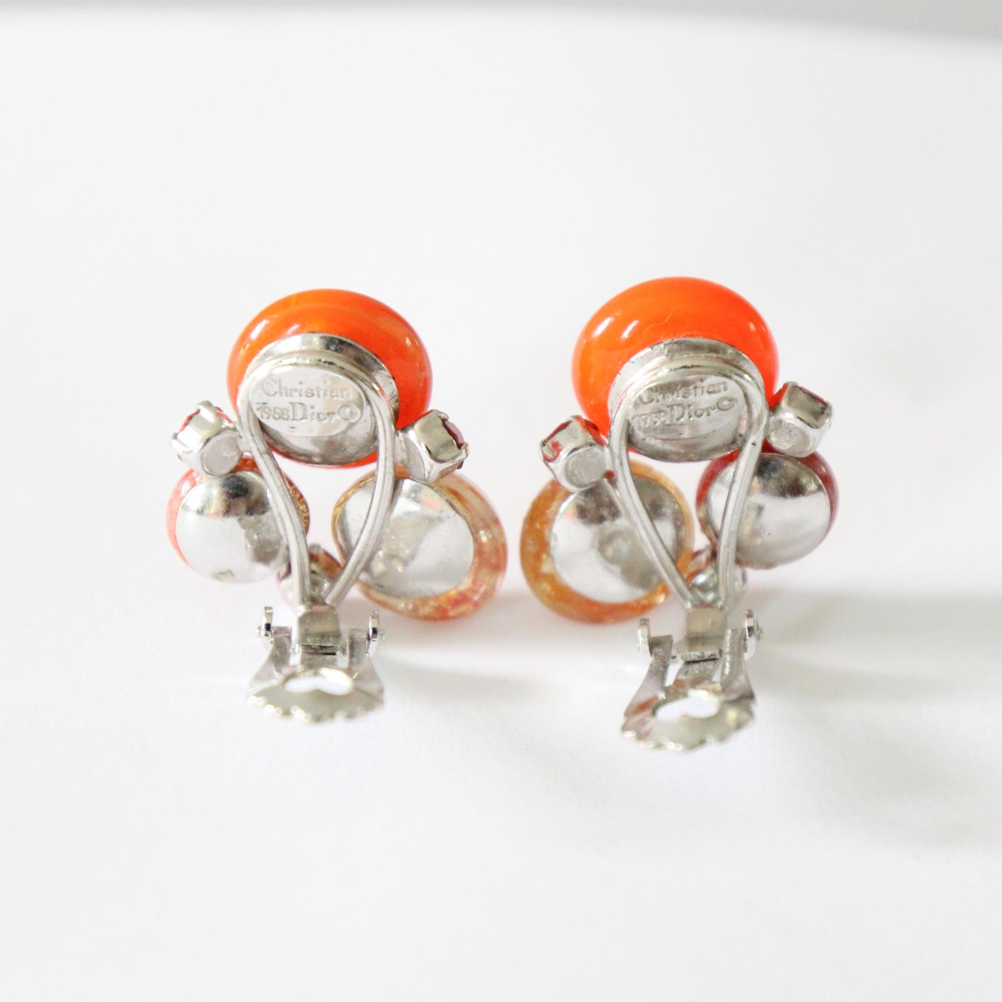 Pendientes de clip de cristal de Murano Christian Dior Vintage 1958 en venta 2