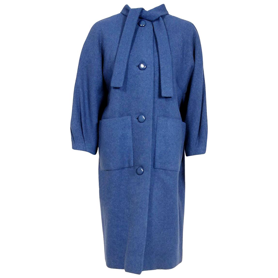 Vintage 1958 Yves Saint Laurent for Christian Dior Couture Documented Blue Coat
