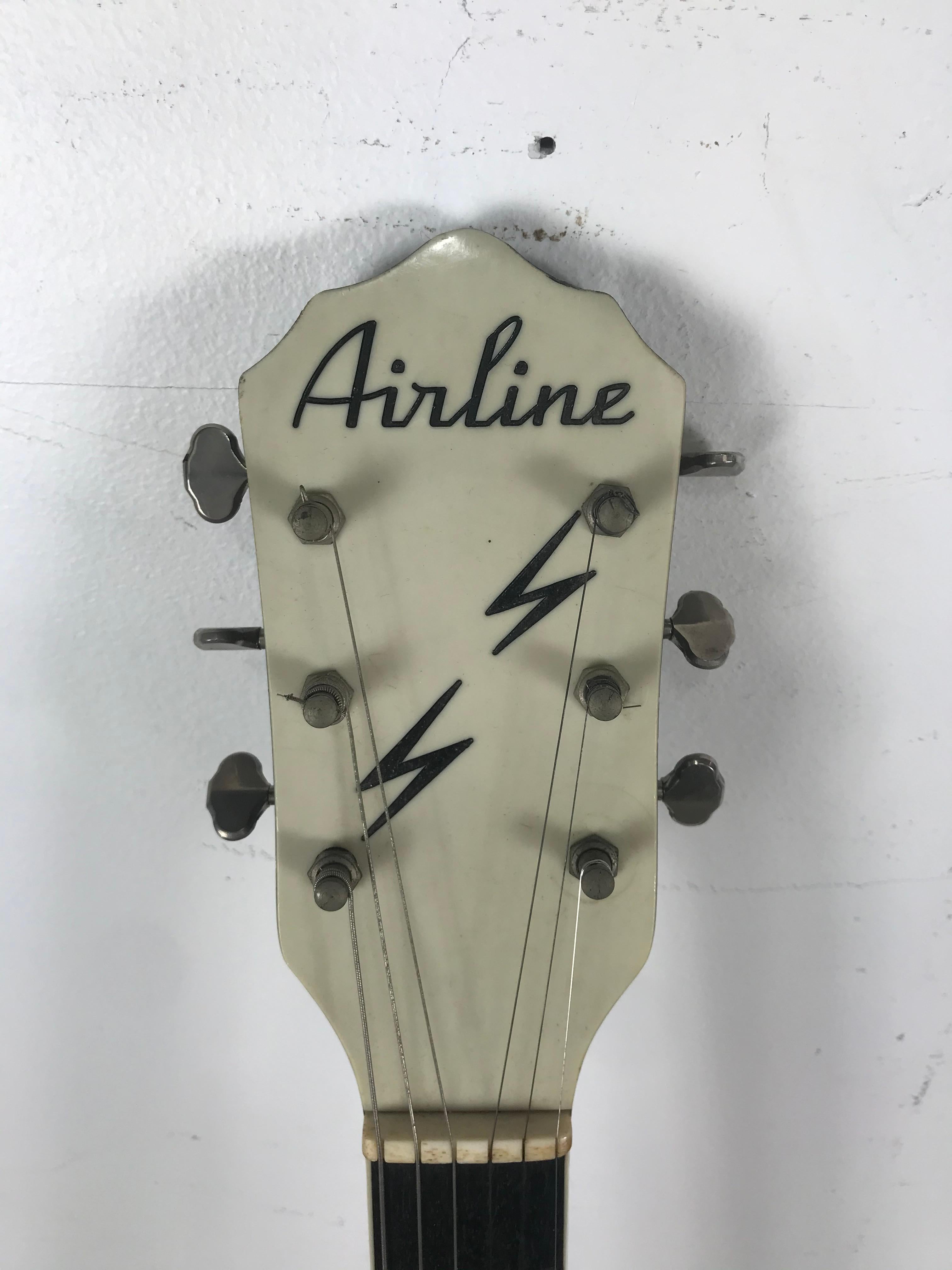 Vintage 1959 Airline Tuxedo Electric Guitar, Barney Kessell, Art Deco Design 1