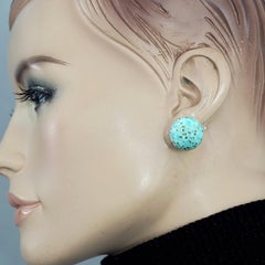 CHRISTIAN DIOR, boucles d'oreilles cabochon en verre turquoise vintage 1959