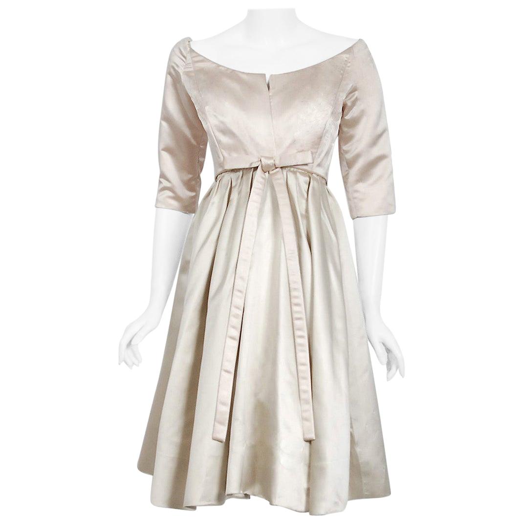 c1968 Christian Dior Demi-Couture Gold & Printed Silk Dress