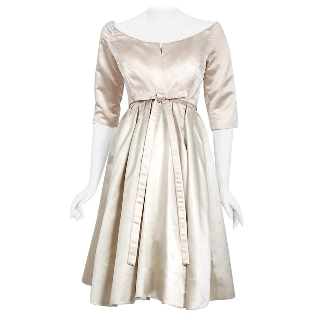 Vintage 1959 Yves Saint Laurent for Christian Dior Haute-Couture Satin Dress