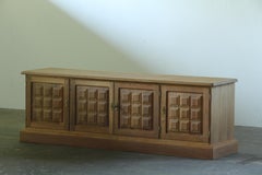 Vintage 1960/70s Danish Brutalist Light Oak Low Sideboard / Crezenda