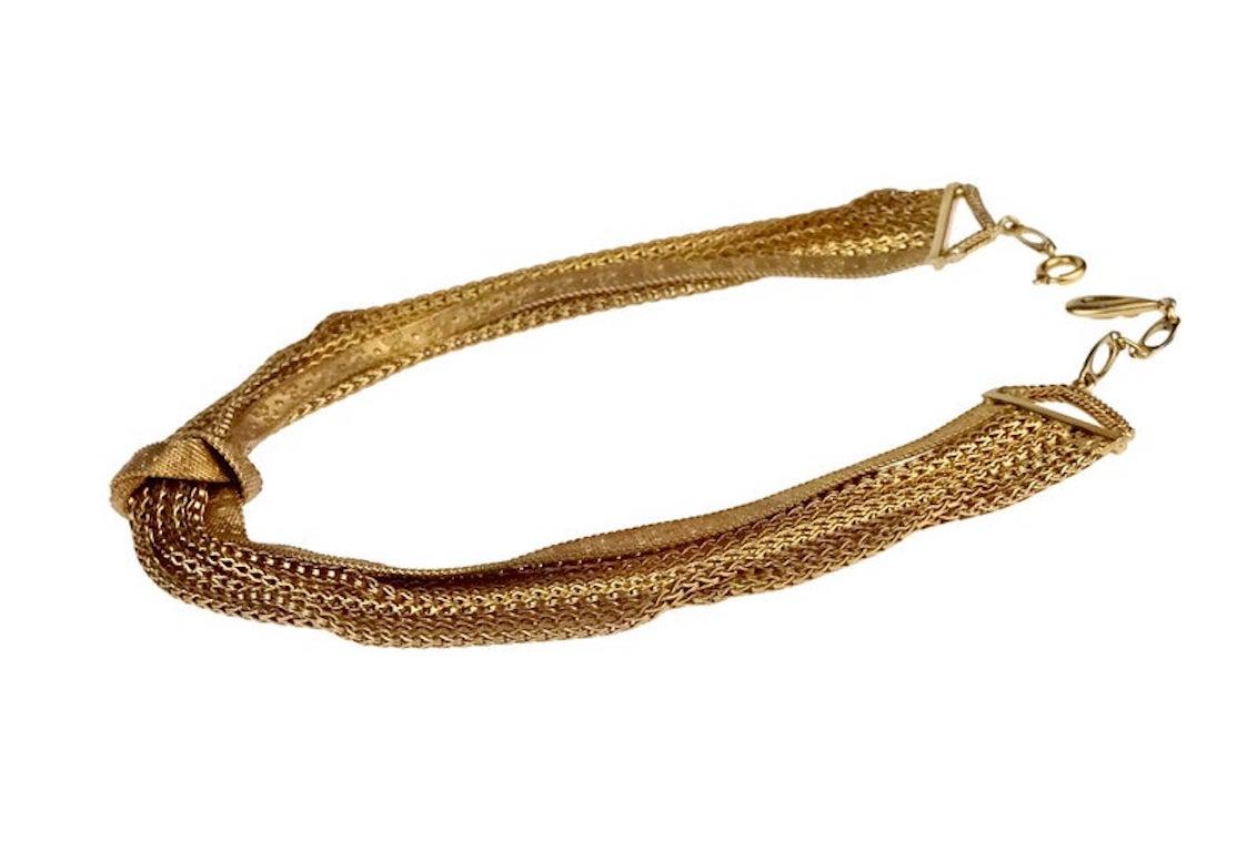 Vintage 1960 CHRISTIAN DIOR Knotted Multi Chain Choker Necklace In Good Condition For Sale In Kingersheim, Alsace