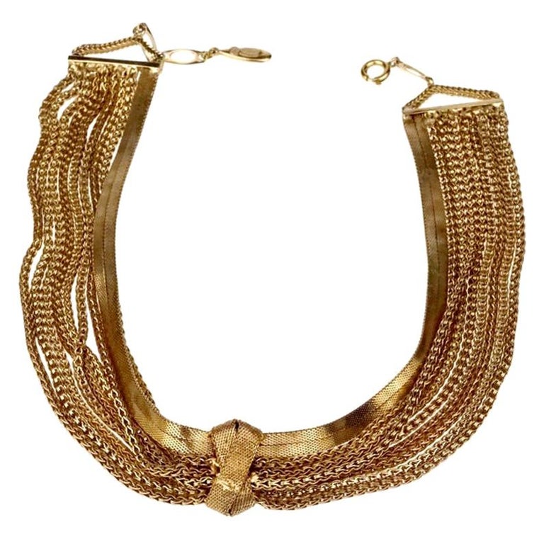 Vintage 1960 CHRISTIAN DIOR Knotted Multi Chain Choker Necklace For Sale at  1stDibs | vintage dior necklace, dior necklace chain, multi chain necklace