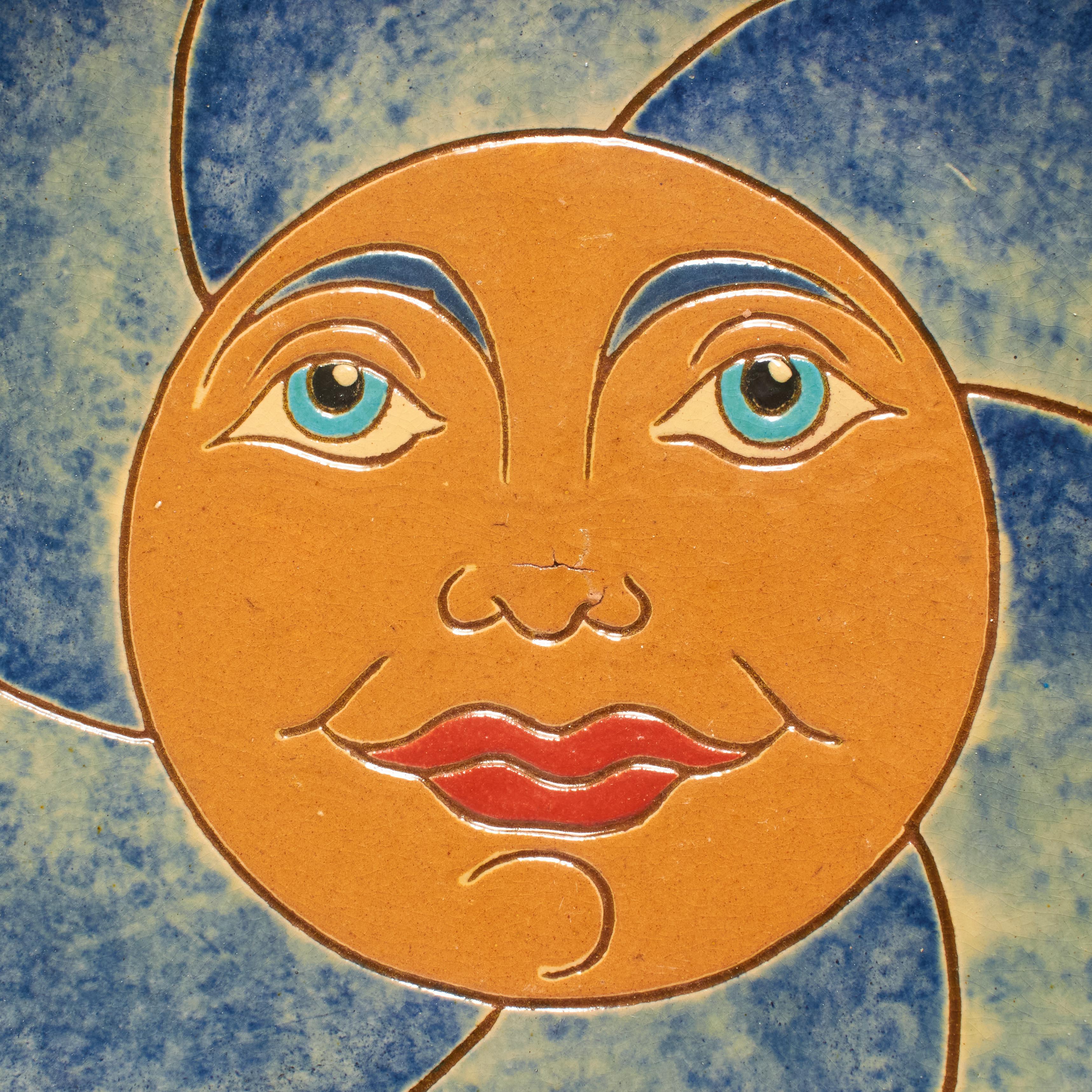 Assiette en céramique bleue et orange peinte à la main par l'artiste Diaz Costa, années 1960 Bon état - En vente à Barcelona, ES