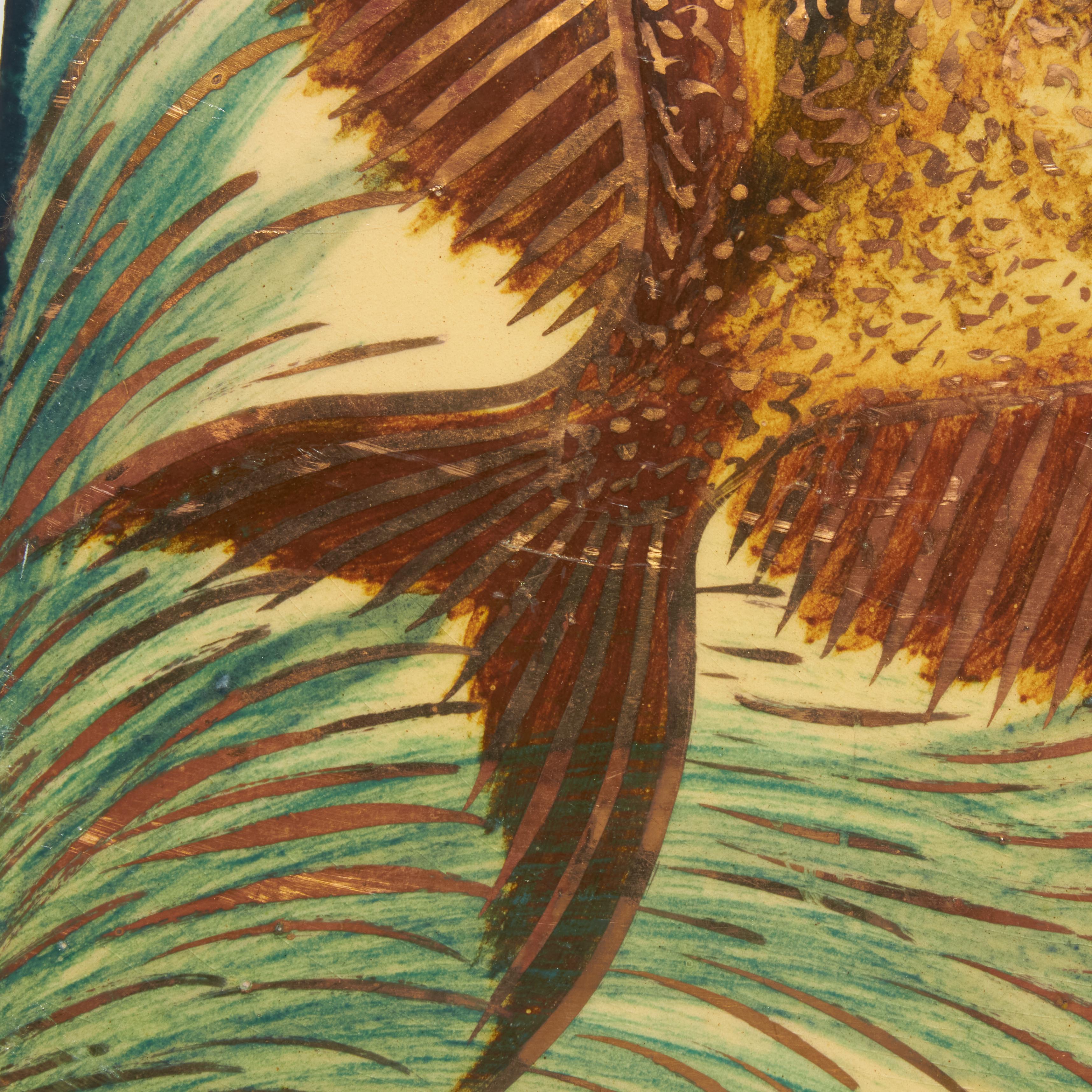 Peces de cerámica dorada pintados a mano de 1960, obra del artista catalán Díaz Costa Cerámico en venta