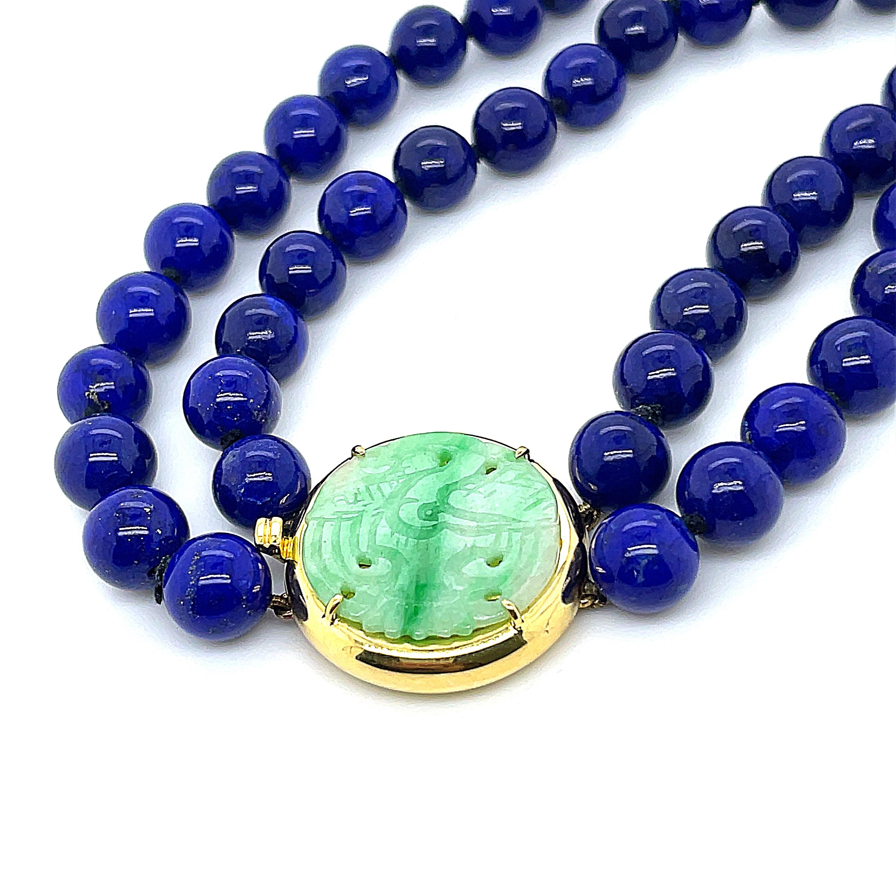 Vintage 1960 Lapiz Necklace Untreated With a Jade Scarab Clasp in 18k Yellow Gold.


Step into a world of timeless beauty with our  Vintage 1960 Lapis Necklace, a testament to craftsmanship and history. 

Each Lapis Lazuli Bead, left untreated to