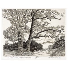 Vintage 1960 Maurice Bebb English Oaks Aquatint Etching