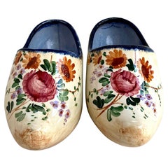Antique 1960 Porcelain Decorative Shoes or Trinket Holder, Belgium