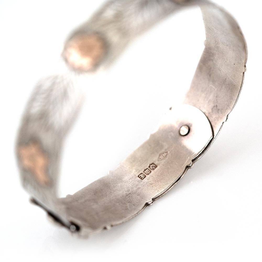 Vintage 1960 Scottish Silver and Rose Gold Ivy Bangle Bracelet en vente 3