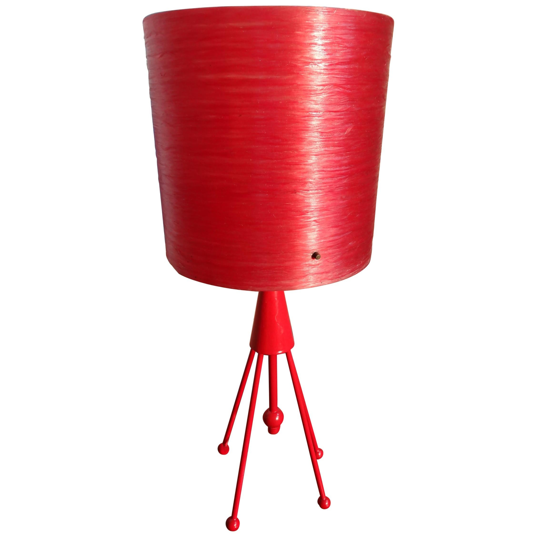 Vintage 1960 Super Retro Metal Red 'Rocket' Table Lamp