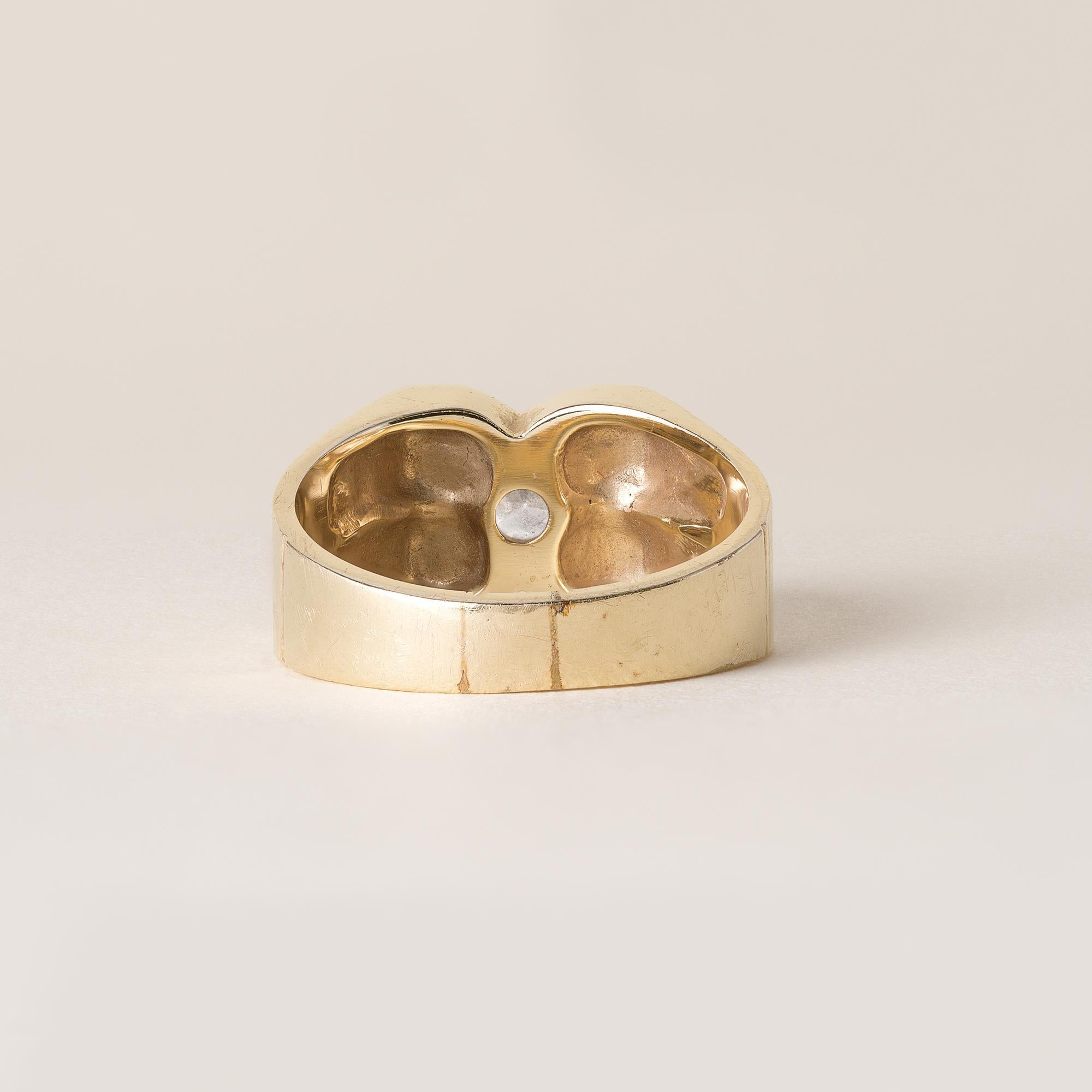 Uomo Vintage By 1960 0,50 Carat Diamond Clover Wide Gent's Ring Oro 14K in vendita