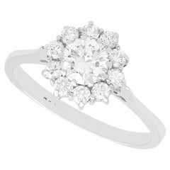 Anello vintage anni '60 con cluster di diamanti da 0,82 carati in oro bianco 18 carati, unisex
