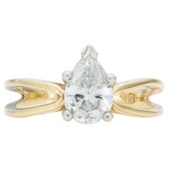 Vintage 1960s 0.87 Carat Pear Shaped Diamond Engagement Ring